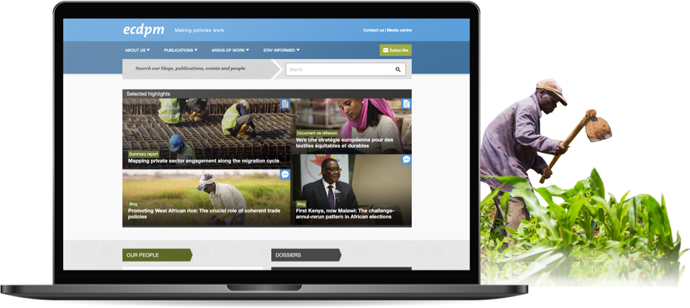 Laptop met de website van ECDPM.